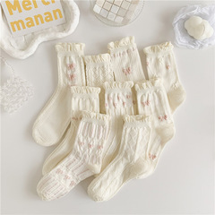 White lace edge women's mid-calf socks, thin version for spring and summer, Instagram trendy, Korean style, versatile, cute, Japanese student socks