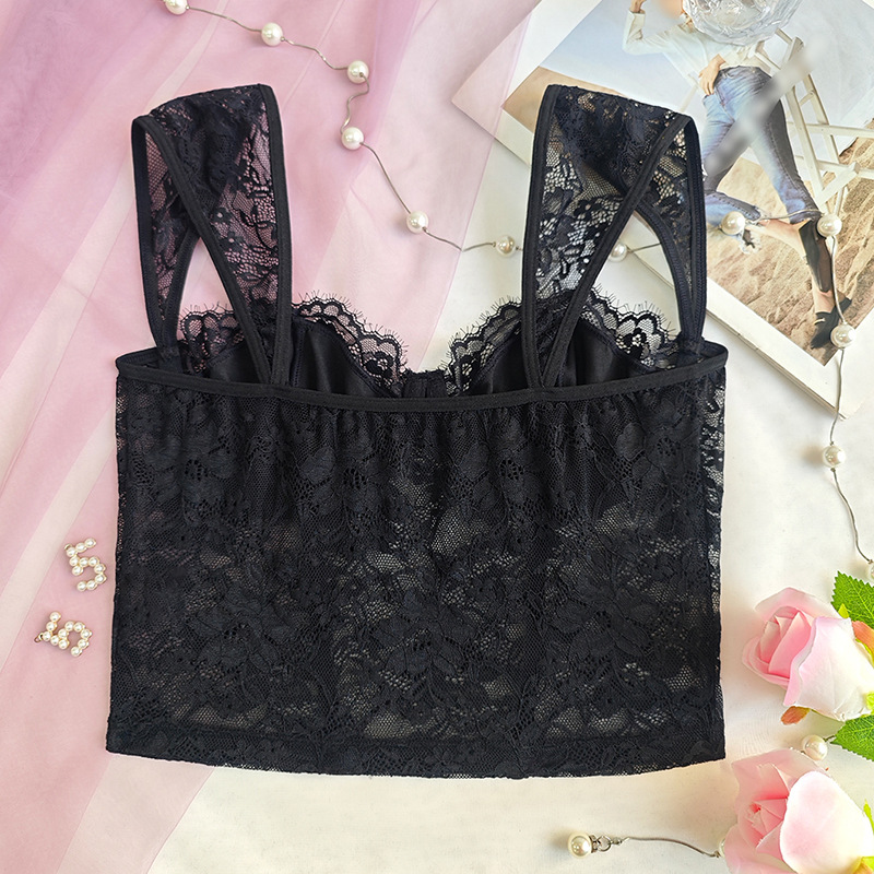 Sexy kanten bh top met mesh rugvrij strapless push up_voghion.com