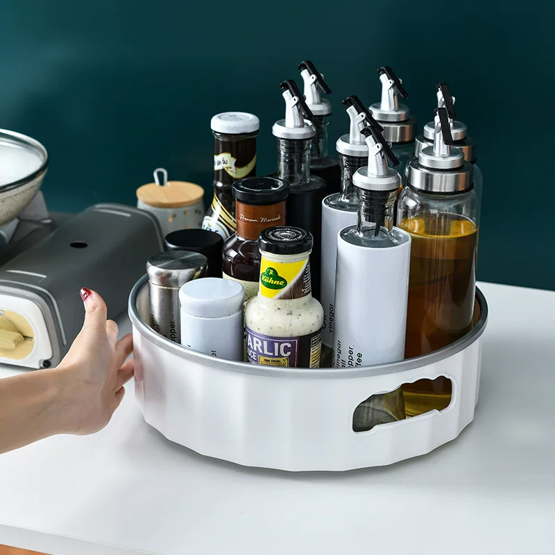 Rotating rack Matteries, kitchen seasoning bottle cosmetics, storage box can turn the rotatable multi -function tray