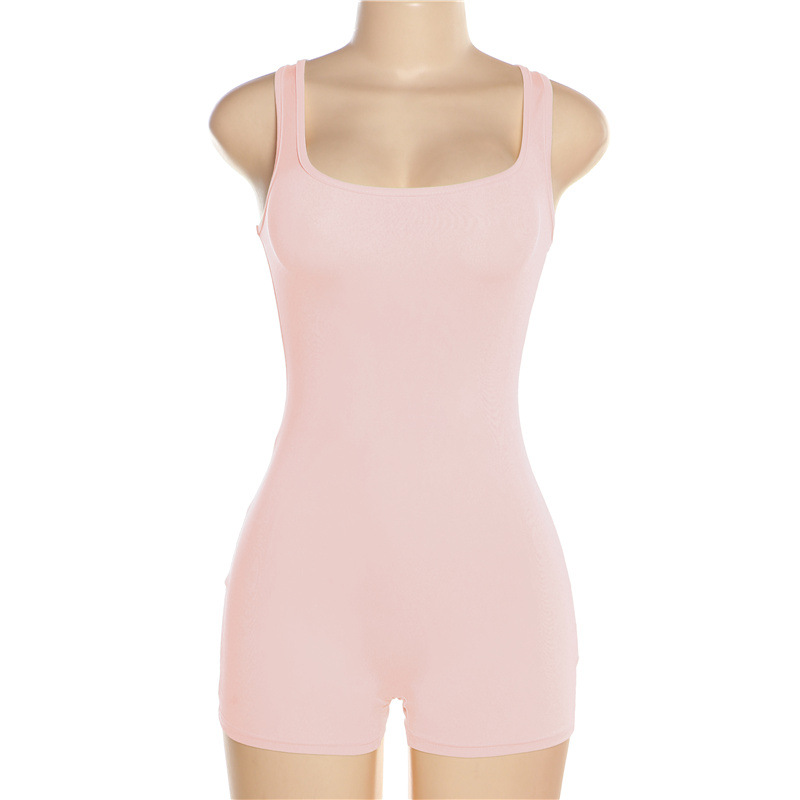 140g Weight Sleeveless Sleeve Length Shorts Pants Length Polyester Fabric Type Mid Waist Waist Line Rompers Pants Type Micro-Elastic Elasticity Bodysuits Tops Type Holiday Occasion Skinny Fit Type Solid Color Pattern Summer, Spring Season Women's Gender Backless Design Streetwear Style Wholesale Women's Streetwear Solid Color Sleeveless Backless Bodysuits 11