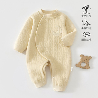 安阳婴童装婴儿夹棉衣服空气棉爬服 男女宝宝连体衣三层保暖内搭