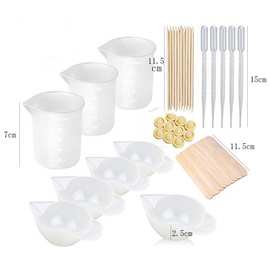 diy环氧树脂字母硅胶耳环吊坠硅胶模具套装 干花金箔亮片量杯搅拌