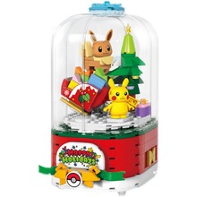 宝可梦音乐盒K20211圣诞系列拼装积木皮卡丘玩具摆件圣诞节礼物