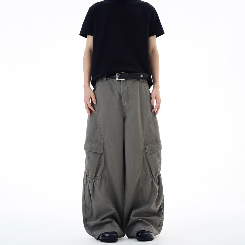 Kisko American Retro Three-Dimensional Deconstructed Pleated Wide-Leg Cargo Pants Unisex Trendy Brand Design Loose Long Pants Kisko American Retro Three-Dimensional Deconstructed Pleated Wide-Leg Cargo Pants Unisex Trendy Brand Design Loose Long Pants