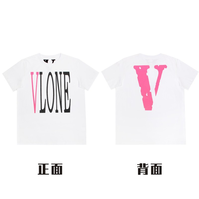 Vlone T-shirt Big V Logo White Pink
