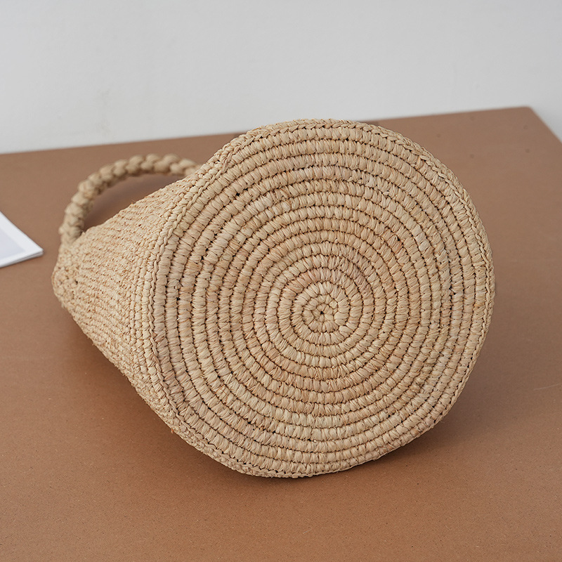 Women's Vacation Woven Raffia Bucket Bag, Hollow-Out Straw Handbag, Seaside Casual Tote & Shoulder Bag Wholesale - Thumbnail 4