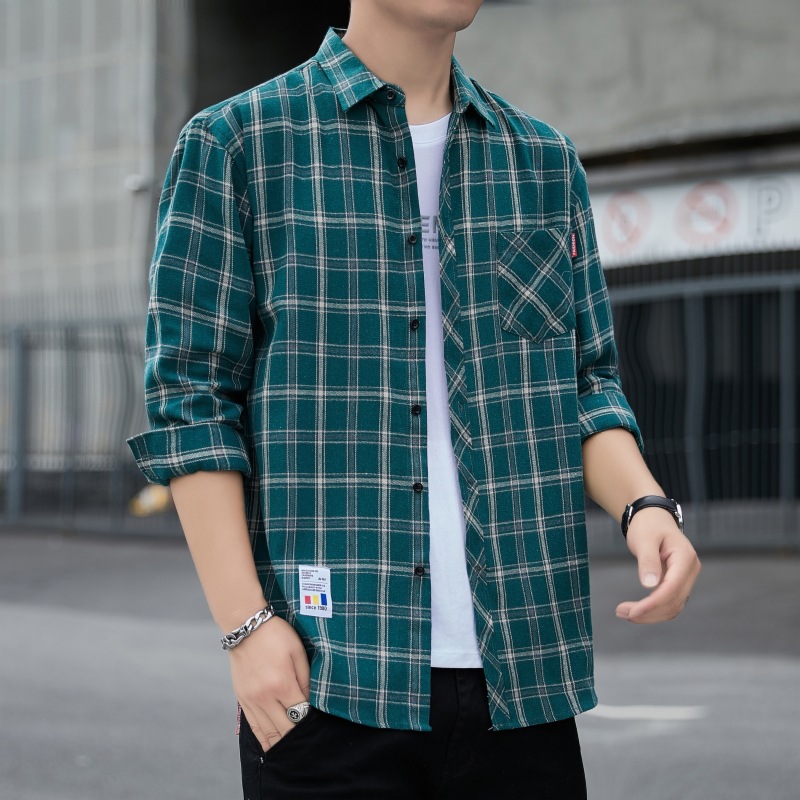 Diyu Dragon hombres camisa a cuadros abrigo suelto 2023 Otoño e Invierno de manga larga casual Top hombres camisa niños