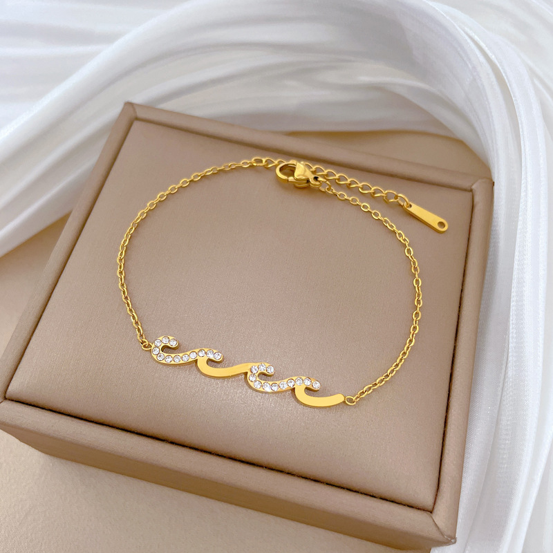 Minimalist Wave Chain Bracelet For Women Retro Style Silver Tone_voghion.com