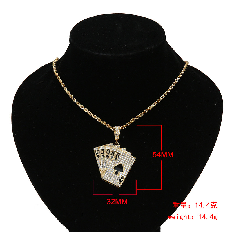 Europa y América Hip-Hop bronce de piedra Flush Flush Poker Colgante de moda para hombres Personalidad Joyas de moda personalizados