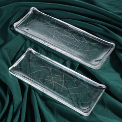 Creative transparent long glass plate rectangular Japanese food presentation household fish plate flat plate sushi plate tableware