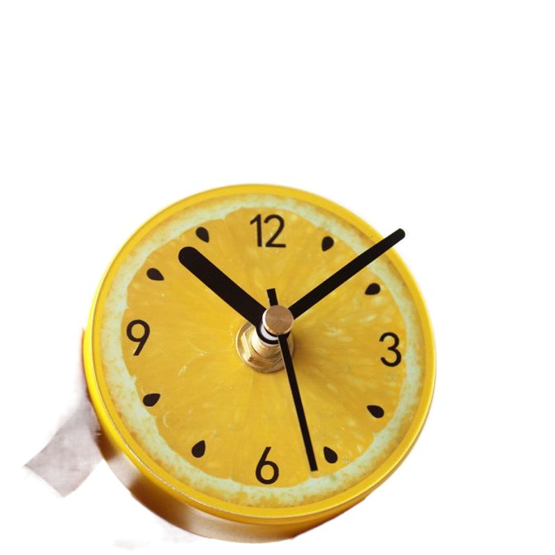 Pastoral fruta limón refrigerador pegatinas reloj moda creativa limón refrigerador reloj mensaje pegatinas succión magnética pegajoso reloj colgante