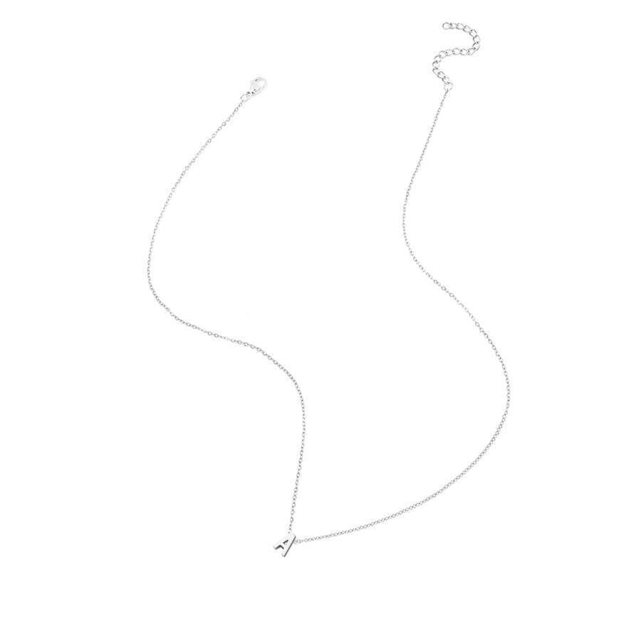 European American Cross-border Minimalist 26-letter Pendant Necklace Silver Chain Necklace, Fashionable And Versatile_voghion.com