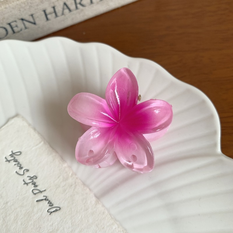 4cm渐变鸡蛋花抓夹小号度假风半扎发盘发夹鲨鱼夹发卡子发饰批发|undefined