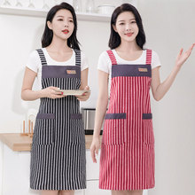 棉布透气家用厨房围裙2023新款背带围腰网红简约女时尚做饭工作服