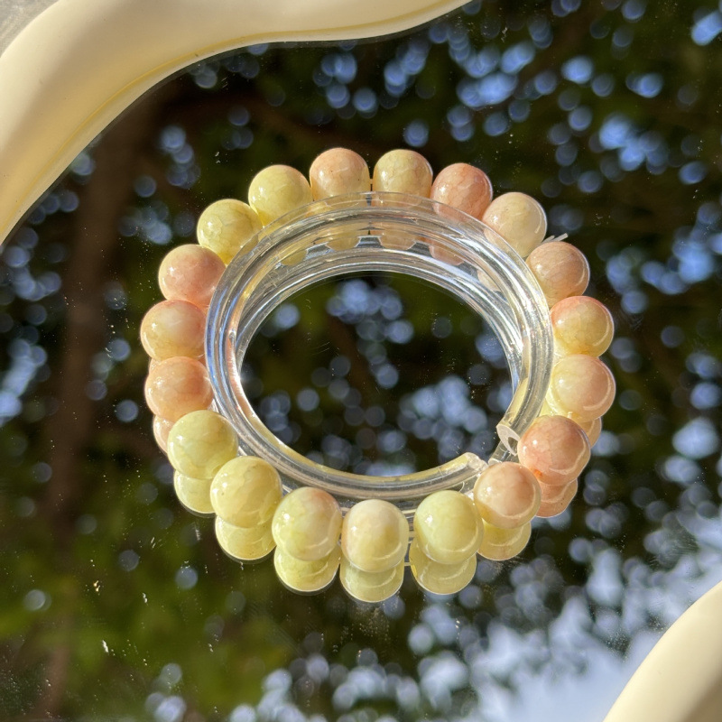 S045-빨간색과 노란색-옥 깨진 모조 세라믹 팔찌#SZ317용