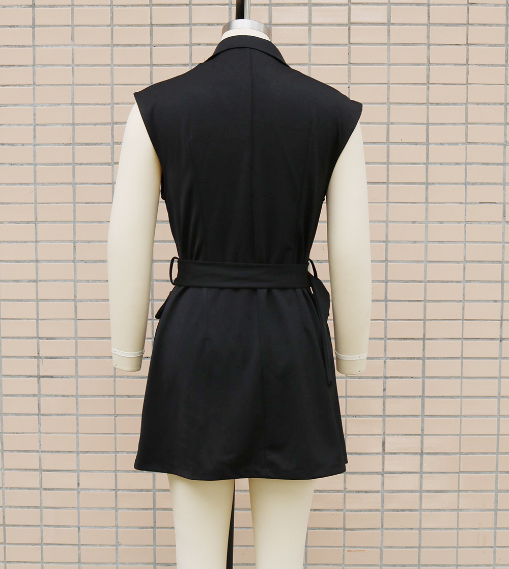 Women's Regular Dress Elegant Turndown Sleeveless Solid Color Knee-Length Daily Street display picture 15