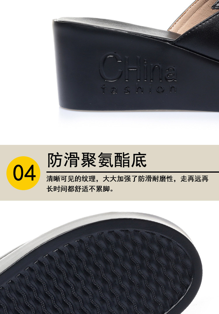 Dép sandal nữ da thật đế xuồng bệt mẫu mới — Đỏ rượu chi tiết 5