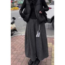 阔腿裤女2026新春厚款条纹慵懒风百搭宽松休闲裤