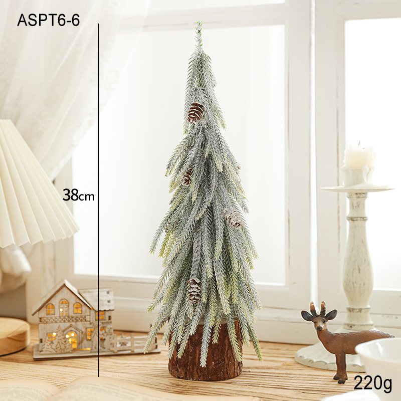 Simulación de plástico verde con nieve mini fruta roja árbol de Navidad decoración de mesa decoración pequeño regalo de Navidad