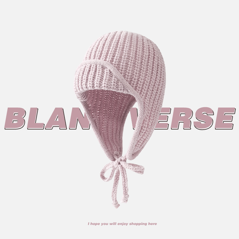 겨울 분위기 여성을위한 한국 스타일 니트 모직 모자 가을, 겨울 따뜻한 귀 보호 비행 모자 스키 천둥 모자