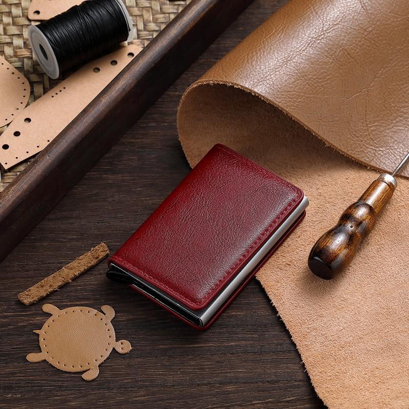 Anti-robo transfronterizo anti-magnético metal elástico bolsa de tarjetas de crédito caja de metal de aluminio para hombres bolsa de tarjetas de plata