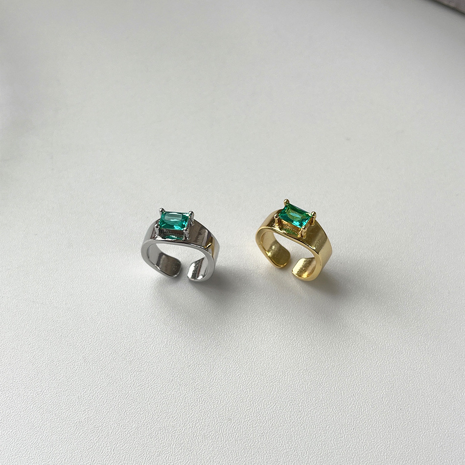 Fashion Square Copper Plating Inlay Zircon Open Ring 1 Piece