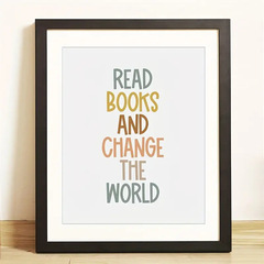 教室海報,閱讀書籍和改變世界,家庭學校,兒童藝術,教師禮品