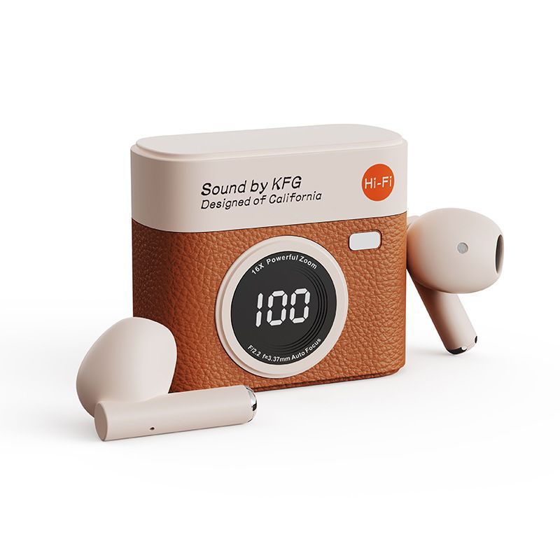 Q88復古カメラモデル2025新型無線bluetoothイヤホンクロスボーダー半入耳式ロング航続高音質|undefined