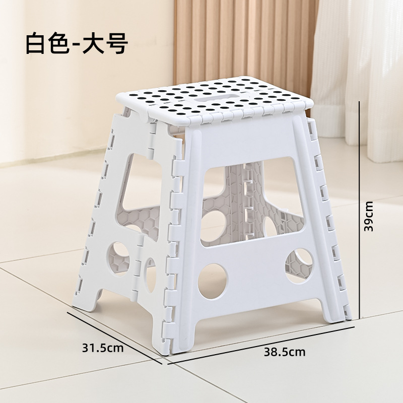 Taburete plegable grueso para campamento al aire libre ligero de lujo creativo de plástico no ocupa espacio silla de almacenamiento portátil taburete de caballo alto