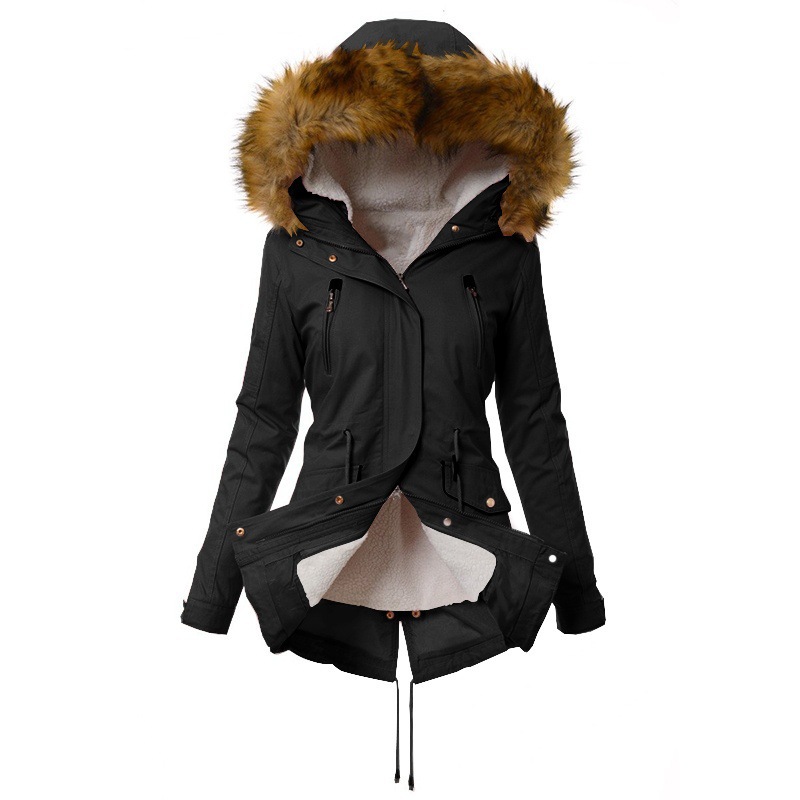 Pure Color Hooded Slim Warm Zipper Jacket 3