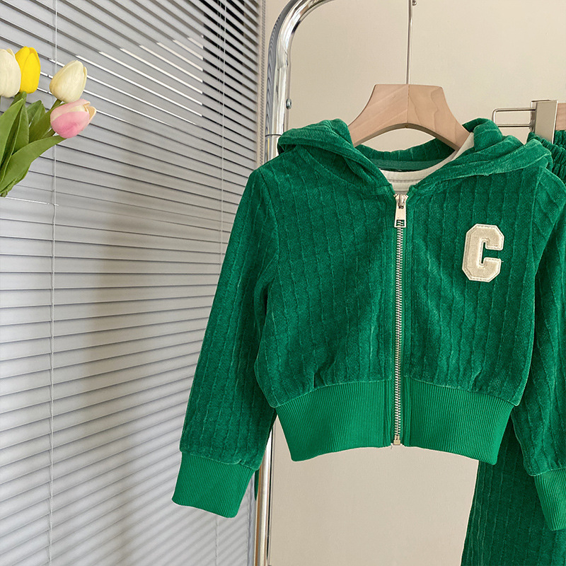 Meiteņu 2023. gada pavasara jauns, moderns sporta bikses ar kapuci ar rāvējslēdzēju_voghion.com