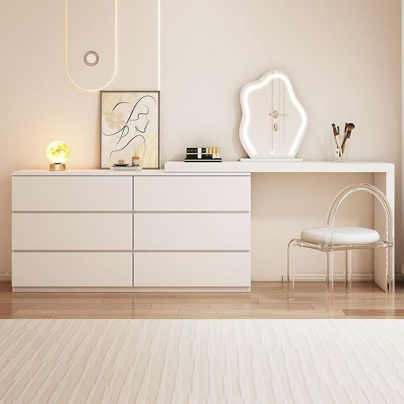 Master Bedroom Dresser and Cupboard Integrated Bedside Cabinet Cream Style Bedroom Modern Simple Light Luxury All Solid Wood Dressing Table