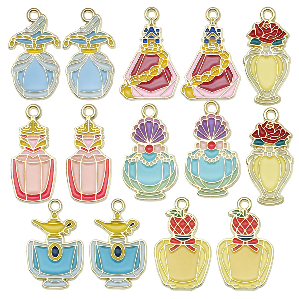 Crown Magic Bottle Rose Perfumery Bottle Alloy Jewelry DIY Pendant Earrings Necklace Keychain Jewelry Accessories