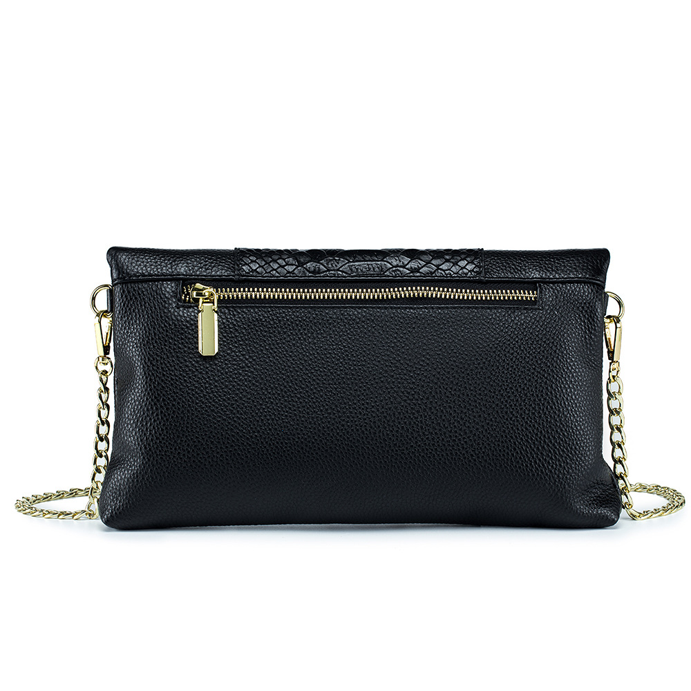 New Luxury Folding Envelope Clutch Bag For Women Genuine Leather Versatile Cowhide Party Evening Bag Crocodile Embossed - Thumbnail 2