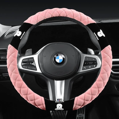 Steering wheel cover Cover Plush Warm Anti-Freeze - pink-round-38cm