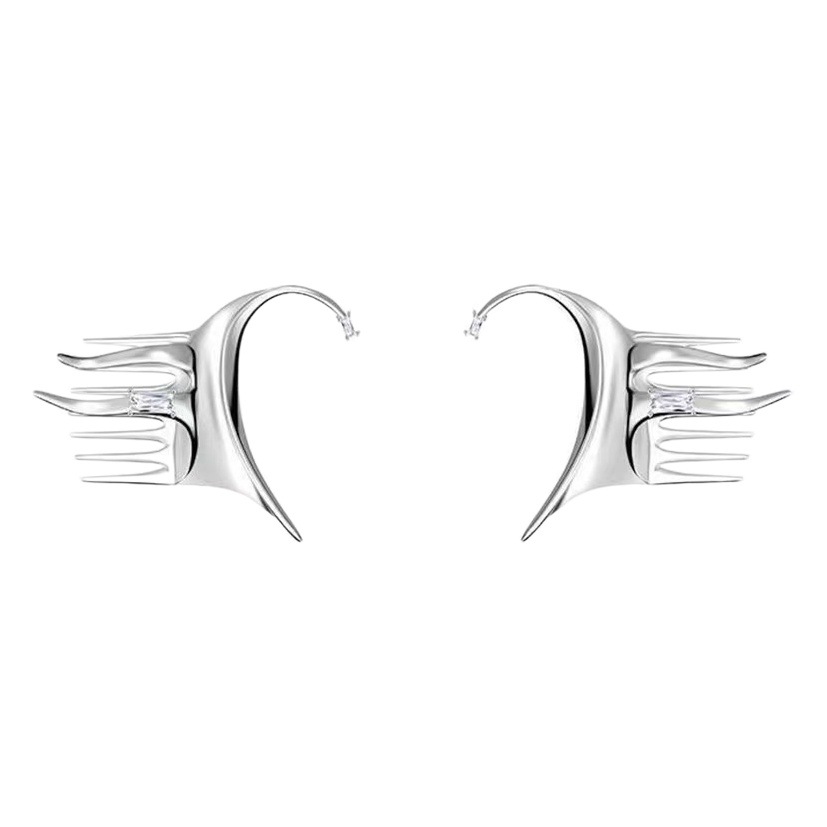 Elf Sultry Hair Ear Hooks Silver Monster Hairpin Earrings for Women Super Fairy Ear Hanging Dopamine Ear Clips Without Pierced Ears