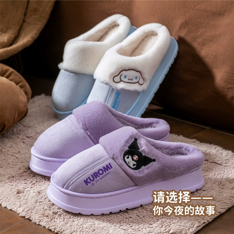 Тапочки Sanrio из хлопка для дома, для мамы и ребёнка, с персонажами (Hello Kitty/Cinnamoroll/Kuromi), размеры 28–41