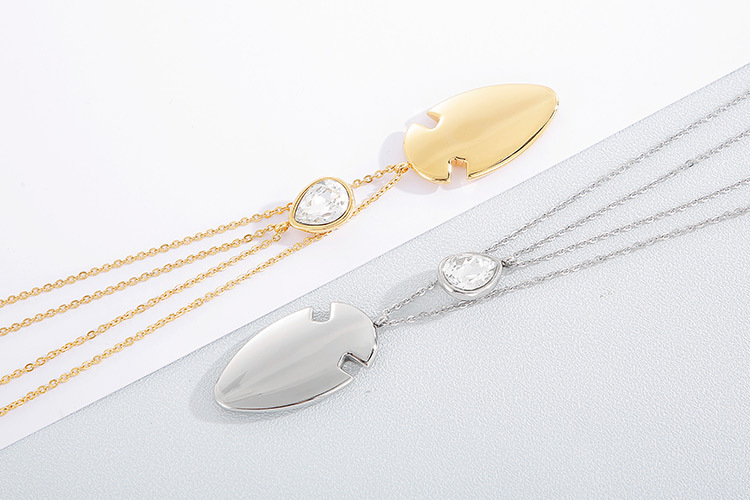 fashion creative stainless steel rhinestone earrings necklace set wholesale Nihaojewelry