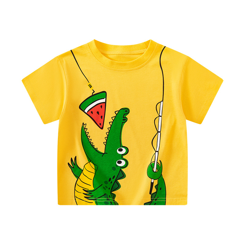 Betop ropa para niños camiseta de manga corta para niños verano cocodrilo estampado niño ropa de bebé media manga fuente de Douyin