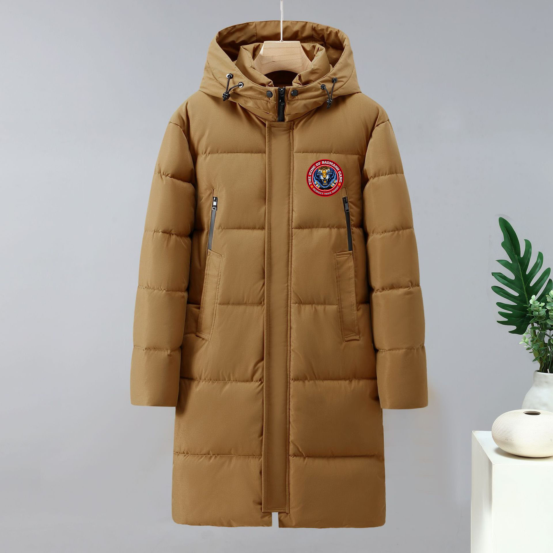 Men's Clothing Thickened Long Winter Outdoor Windproof And Warm Knee Length Thick Men's Cotton Jacket Tiger Head 002_viptrois.com