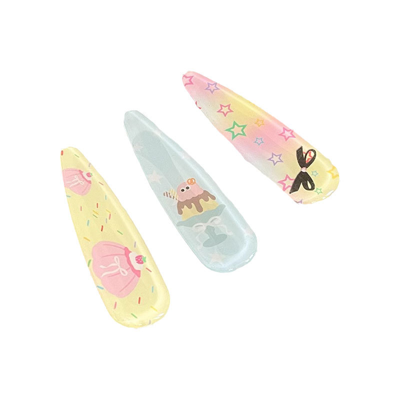 Clip de pestaña de dibujos animados cremosos niños lindos frente rotos tarjeta de cabello tocado 2024 nuevo clip de boca de pato lateral para niñas