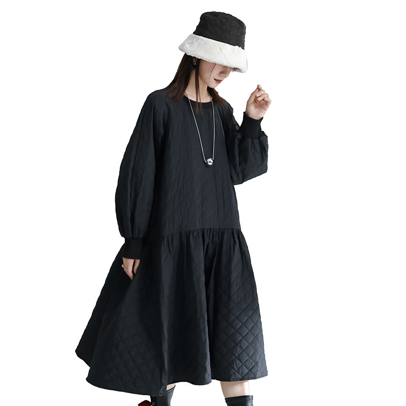 Zhongchuang rizhen 2023 diseño de nicho de invierno nuevo abrigo de algodón acolchado vestido suelto gran swing adelgazante abrigo largo de algodón acolchado para mujeres