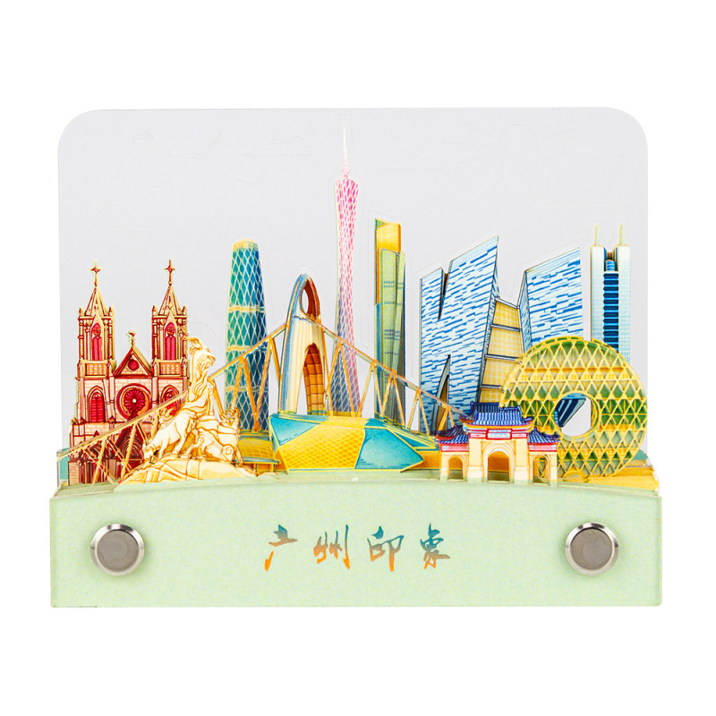 城市地标3d便签手撕纸雕台历带灯3d立体便签广州印象3d便签摆件|undefined
