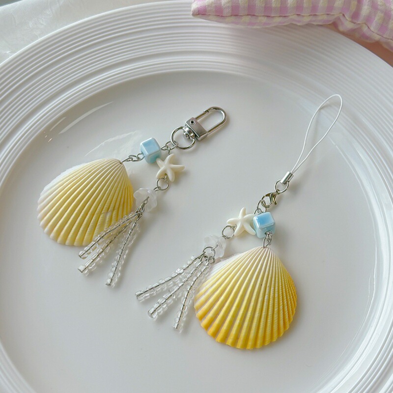 [Big Shell] Ocean Shell Style Pendant Holiday Style Jellyfish Beaded Mobile Phone Chain Bag Pendant Keychain