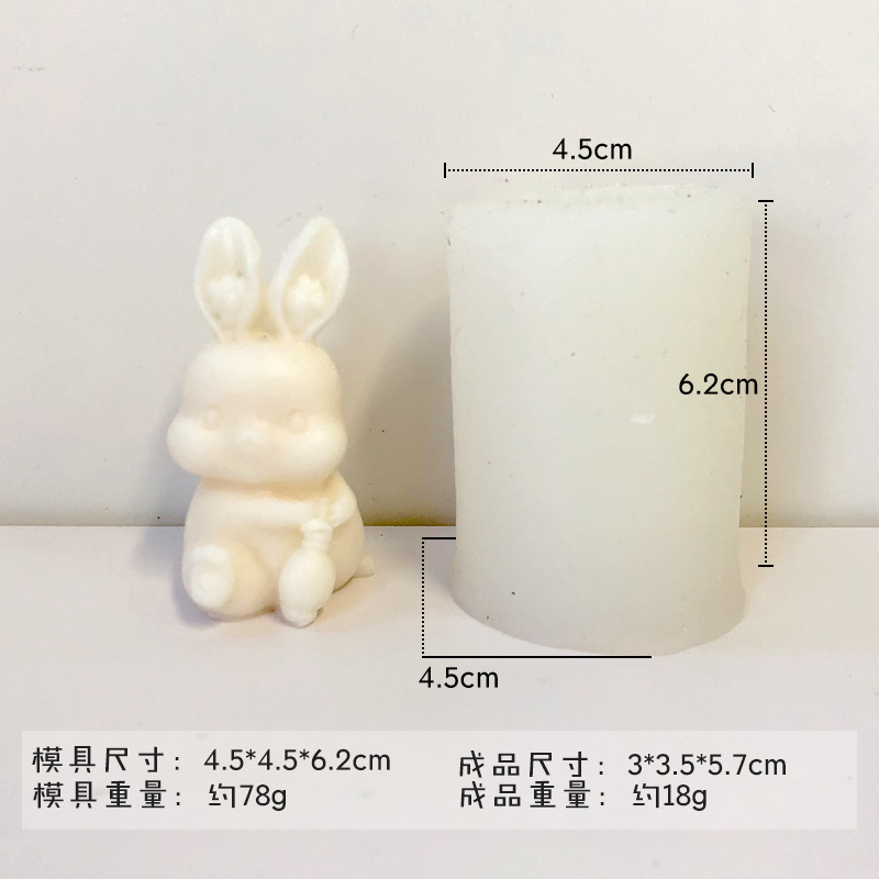 Transfronteriza nuevo cuatro lindo conejo aromaterapia vela de silicona para hornear pastel molde fragante decoración de yeso molde