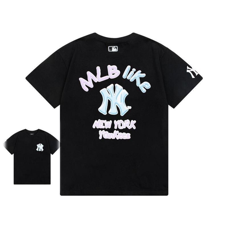 クロスボーダー MLB&NY ベーシックプリント高品質レディース T メンズ半袖コレクション共同ブランドの純綿通気性ボトリングシャツ|undefined