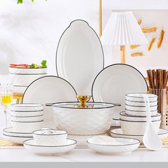 釉下色セラミック皿セットホームギフト卸売景徳鎮北欧スタイル食器ボウルプレート組み合わせコンプリートセット