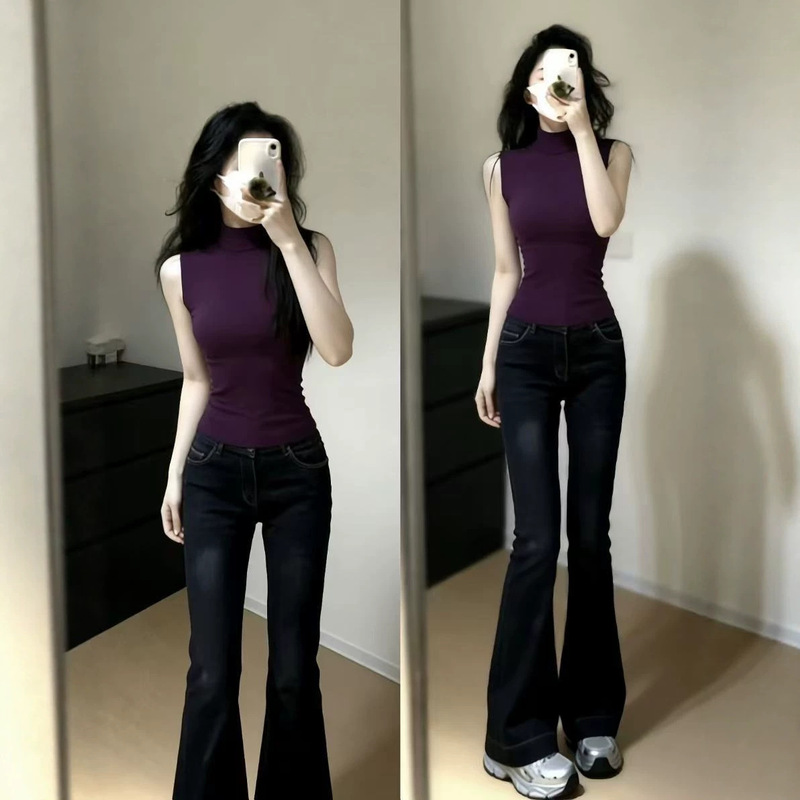New half-high collar tight-fitting sleeveless tank top, sexy slim-fit base shirt, stylish top without chest pads, versatile New half-high collar tight-fitting sleeveless tank top, sexy slim-fit base shirt, stylish top without chest pads, versatile