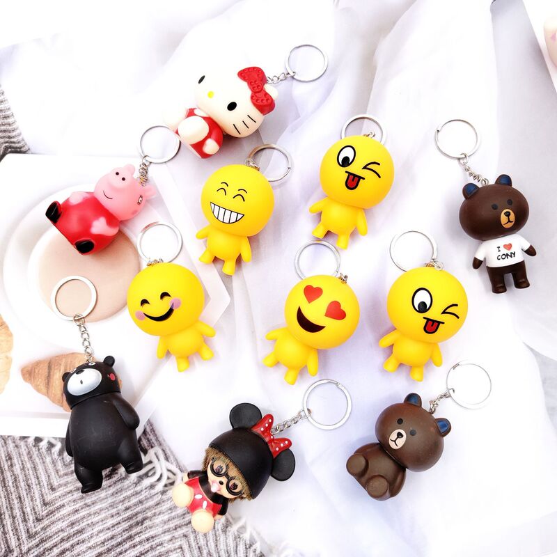 Creative Cartoon Doll Vinyl Doll Keychain Expression Bag Pendant Bag Car Hanging Small Gifts