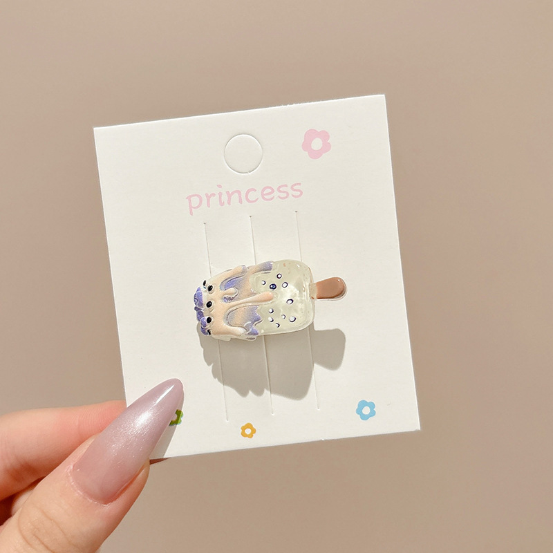 かわいいクリームドーパミンヘアピン高価値前髪クリップインスタイル学生前髪クリップ子供のヘアピンヘアアクセサリー|undefined